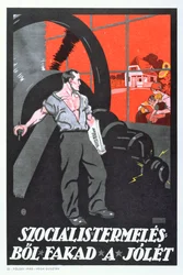 Wohlstand ist das Produkt sozialistischer Produktion, Plakat der ungarischen kommunistischen Revolution, 1919